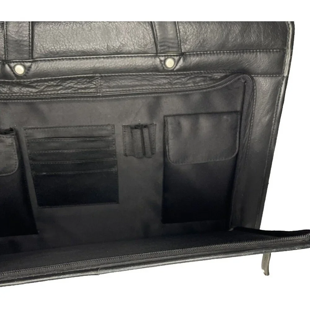 Pelle Studio Black Briefcase Multi Pocket Laptop Black Messenger Wilsons Leather